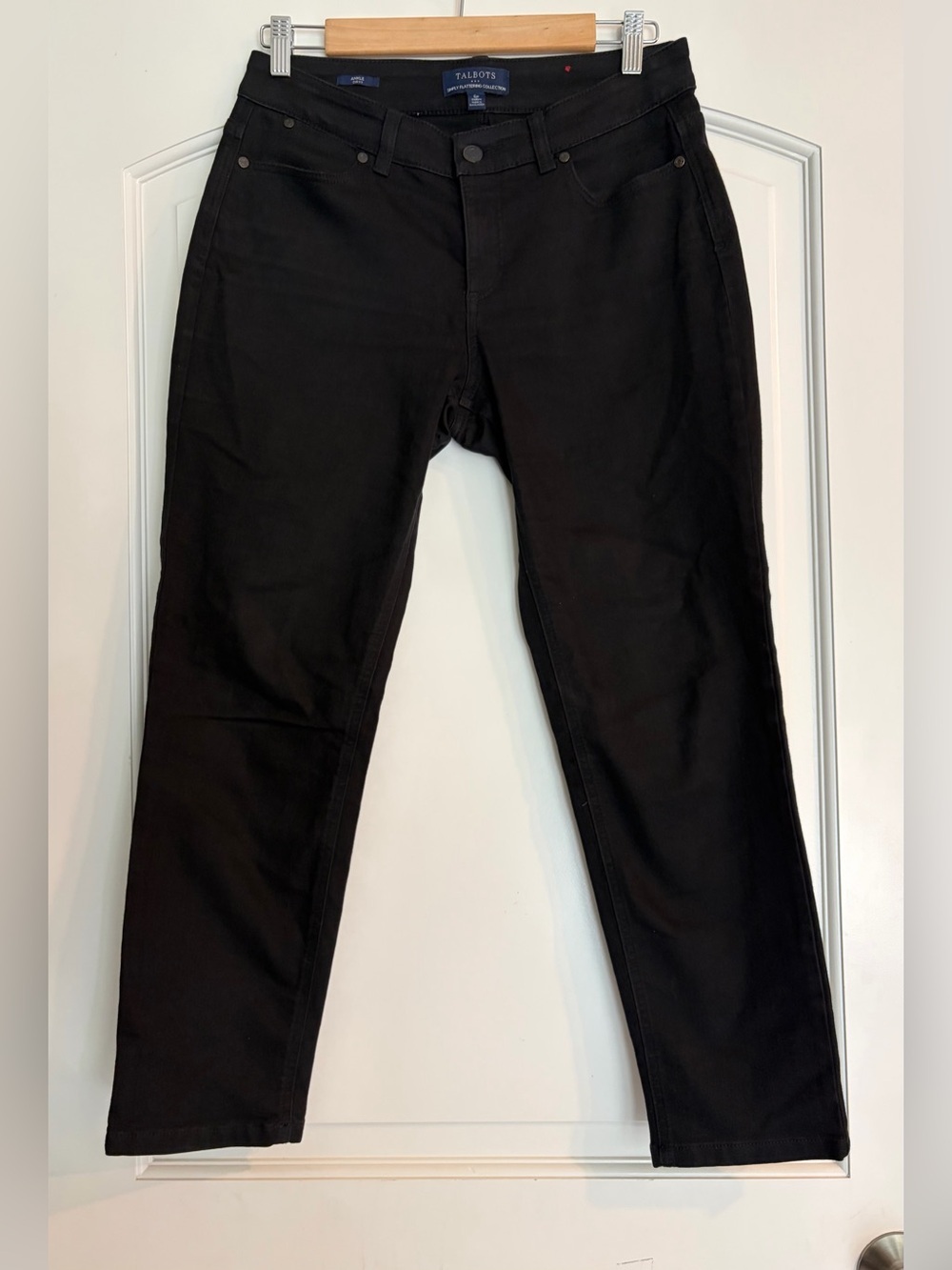 Talbots Black Ankle Curvy Straight-Leg Cotton Blend Pants 6 Petite